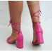 Sandália Feminina Salto Bloco De Amarrar Frente Trançada Pink - Sandália - Levit Calçados