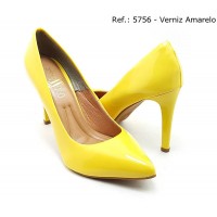 Sapato Scarpin Feminino Sobressalto Verniz Amarelo 