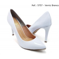 Sapato Scarpin Feminino Sobressalto Verniz Branco - Sapato - Levit Calçados